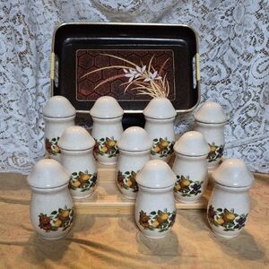 Sakura Spice Jar Set of 10•Jar & Lid in the Sonoma Pattern.